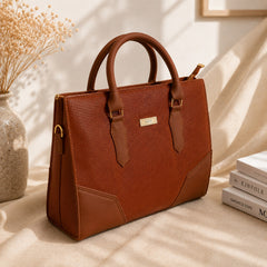 Elegant Brown Textured Tote Bag for Women – Premium Stylish Handbag