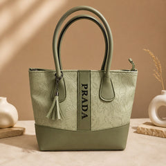 Elegant Olive Green Floral Tote Bag for Women – Premium Stylish Shoulder Handbag
