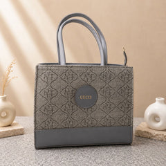 Elegant Grey Tote Bag for Women – Luxury Pattern Shoulder Handbag