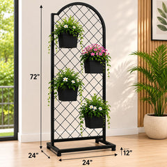 Arched Metal Plant Stand with 4 Pots – 72 Inch