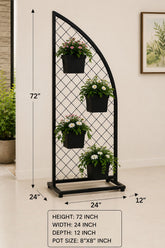 Modern Arch Metal Plant Stand with 4 Pots – 72 Inch