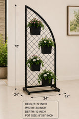Modern Arch Metal Plant Stand with 4 Pots – 72 Inch