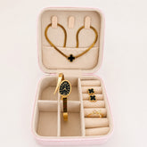 Luxury Pink Clover Jewelry Set for Women | Necklace, Bracelet, Earrings & Ring Gift Set