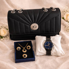 3-in-1 Women’s Combo Set – Elegant Bag, Wristwatch & Jewelry Gift Set