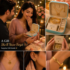 Romantic Jewelry Gift Set for Women 💖 Necklace, Earrings & Kara (Bangle) with Surprise Gift Box
