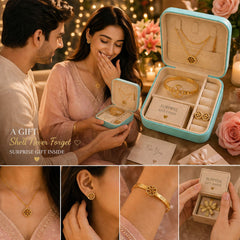 Romantic Jewelry Gift Set for Women 💖 Necklace, Earrings & Kara (Bangle) with Surprise Gift Box