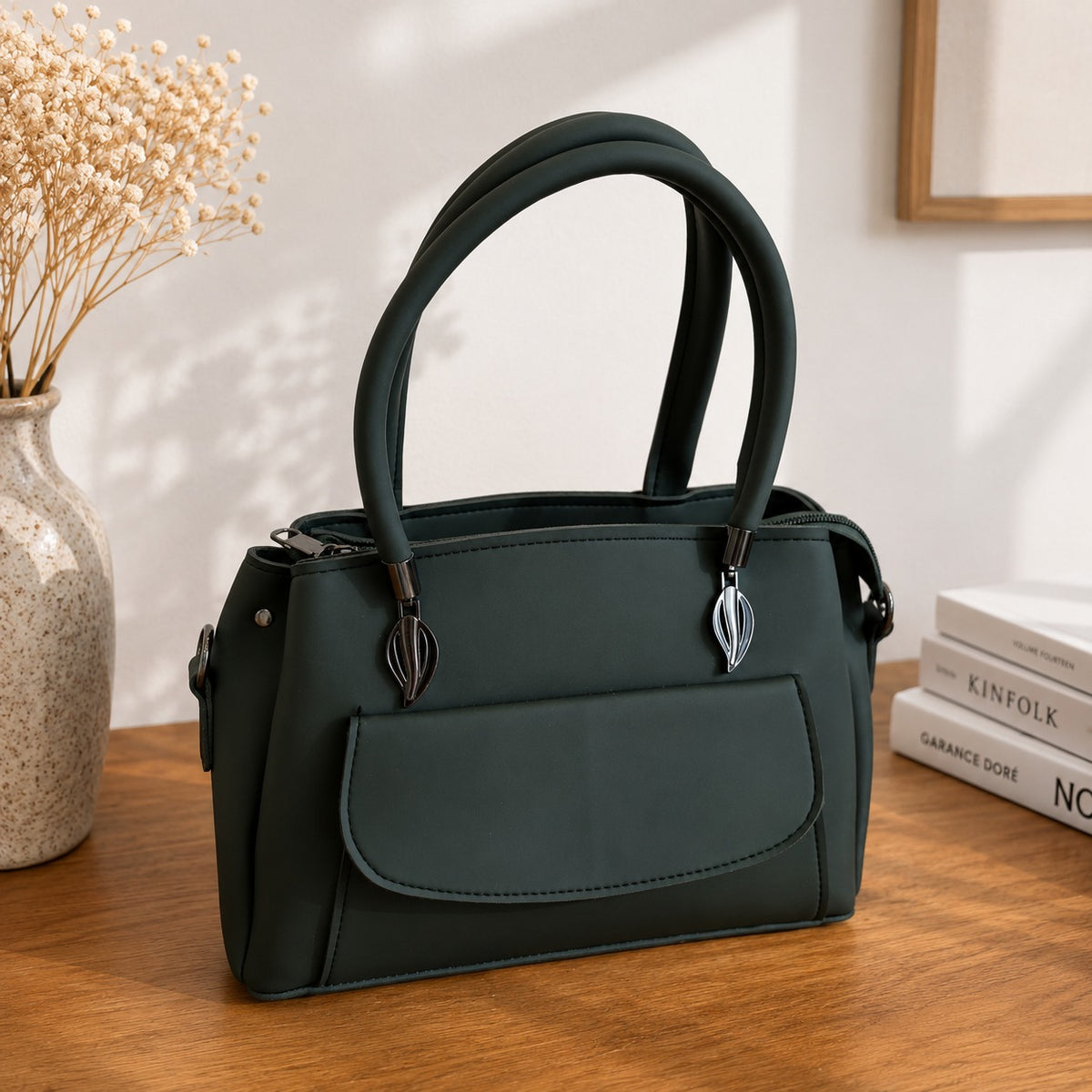 Elegant Dark Green Shoulder Handbag for Women – Premium Everyday Tote Bag