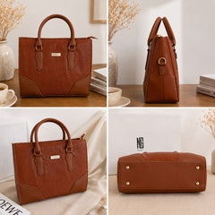 Elegant Brown Textured Tote Bag for Women – Premium Stylish Handbag