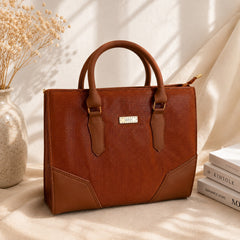Elegant Brown Textured Tote Bag for Women – Premium Stylish Handbag