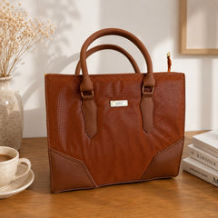 Elegant Brown Textured Tote Bag for Women – Premium Stylish Handbag