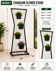 Modern Hourglass Chainlink Flower Stand – 4 Pot
