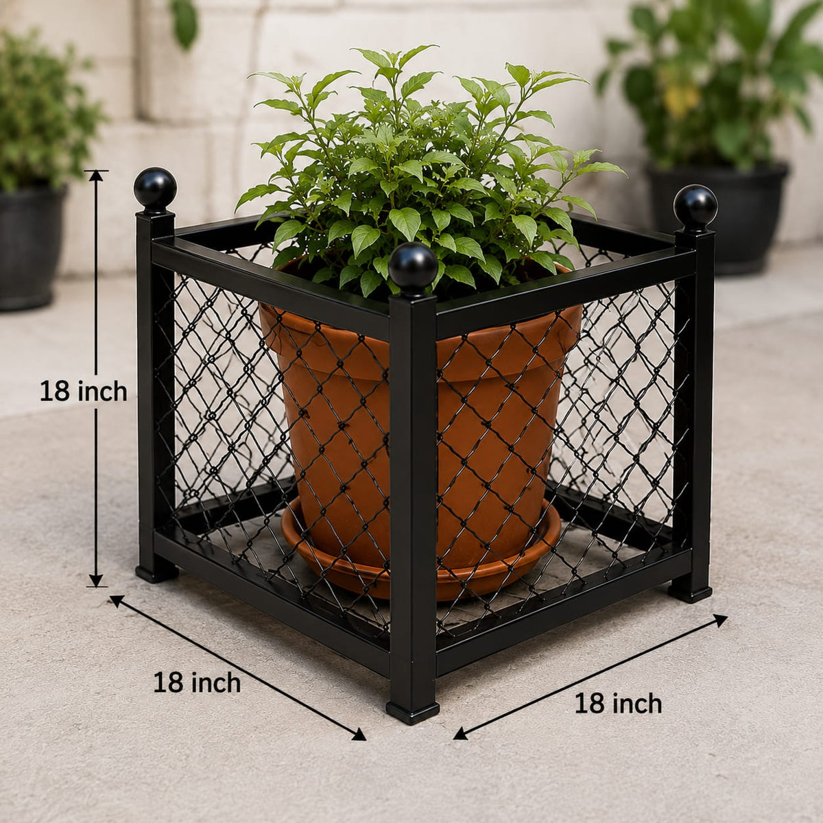 Square Metal Planter Stand – 18 Inch