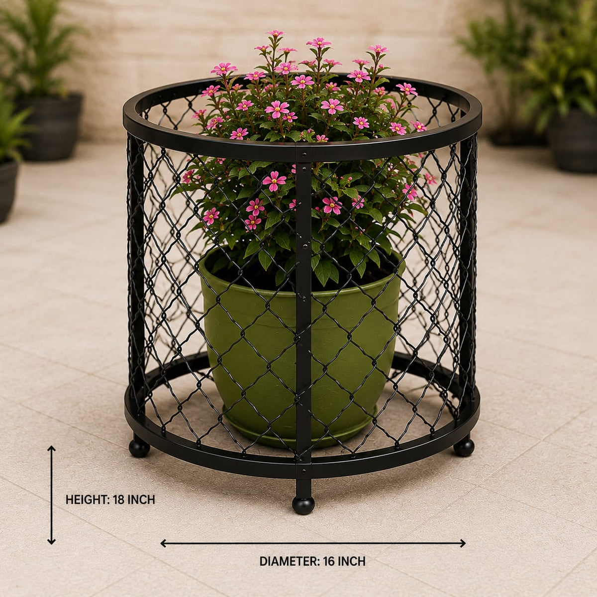 Round Metal Planter Stand – 16 Inch