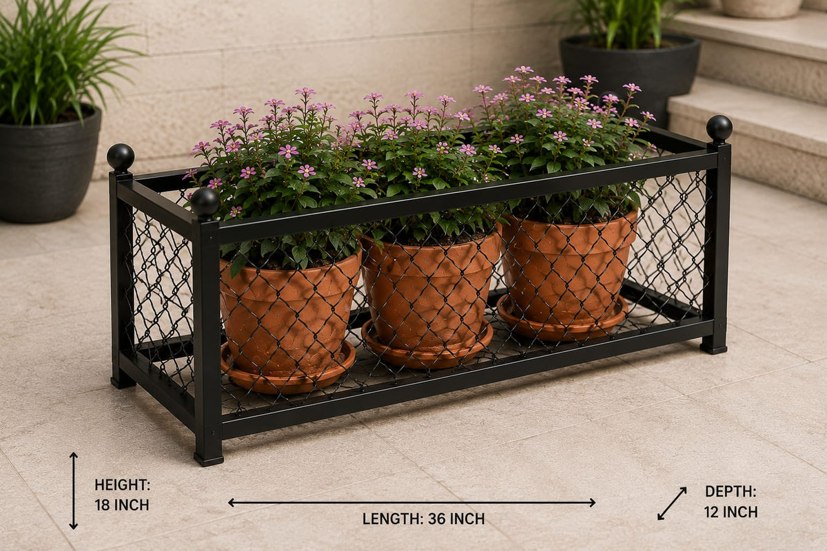 Rectangular Metal Planter Stand – 36 Inch