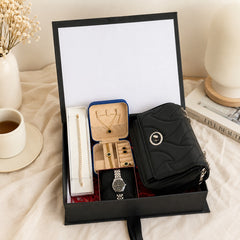 Noshia Midnight Elegance Luxury Gift Box for Her – Handbag, Jewelry Set, Watch & Bracelet