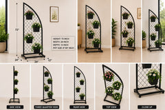 Modern Arch Metal Plant Stand with 4 Pots – 72 Inch