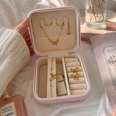 Elegant Gold Bow Jewelry Set for Women – Necklace, Bracelet & Earrings Gift Set