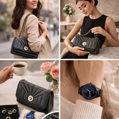 3-in-1 Women’s Combo Set – Elegant Bag, Wristwatch & Jewelry Gift Set